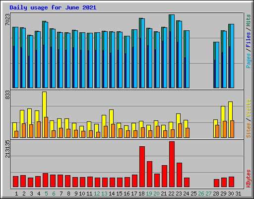 Daily usage for June 2021